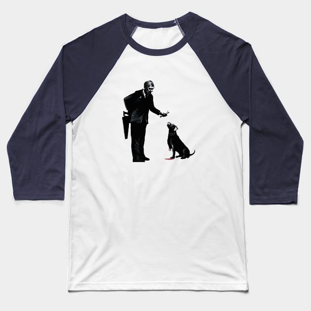 Man and Dog Baseball T-Shirt by GrampaTony